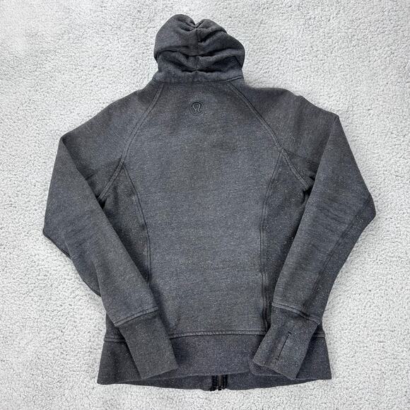 Lululemon Jacket Womens Size 8 Dark Gray Silver Sparkles Full Zip & Thumb Holes - Picture 2 of 9